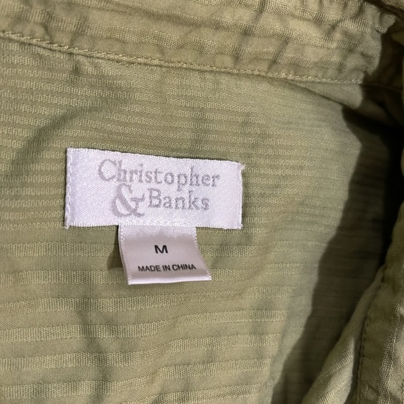 Christopher & Banks avocado, green, zip up top three-quarter sleeves  Med 24-142 - Picture 6 of 11